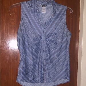 North Face Fitted Womens Sleeveless Top Full Button blue Size XL